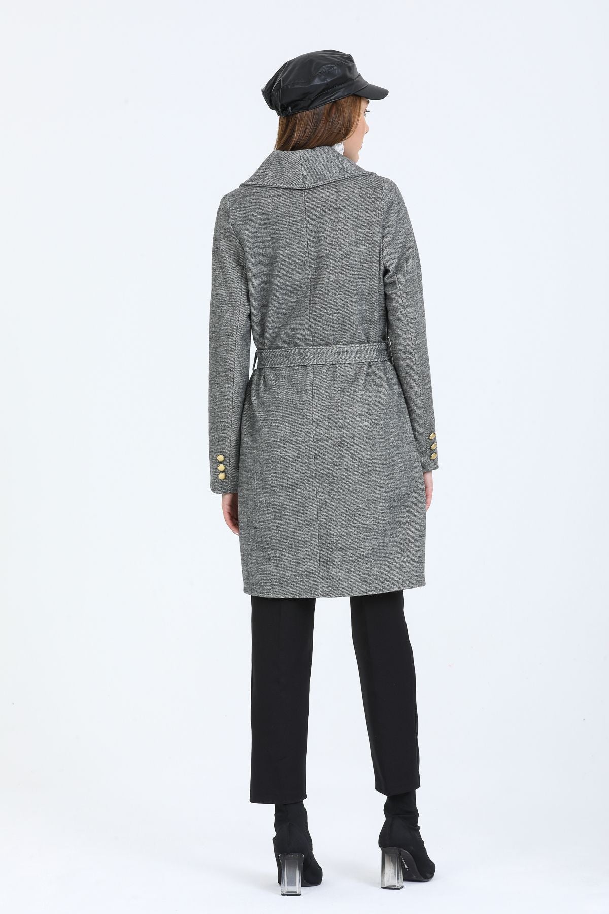 Bernice Women's Belted Notched Collar Coat - Heather Gray - product image 8