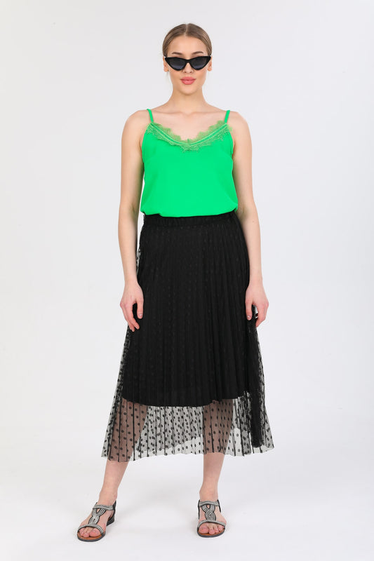 Blythe Women's Polka Dot Lace Skirt - Black Polka Dot - product image 1