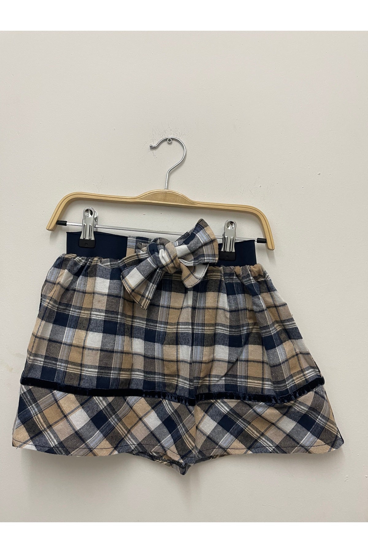 Alida Girls' Plaid Skirt - Navy Beige White Plaid - product image 5