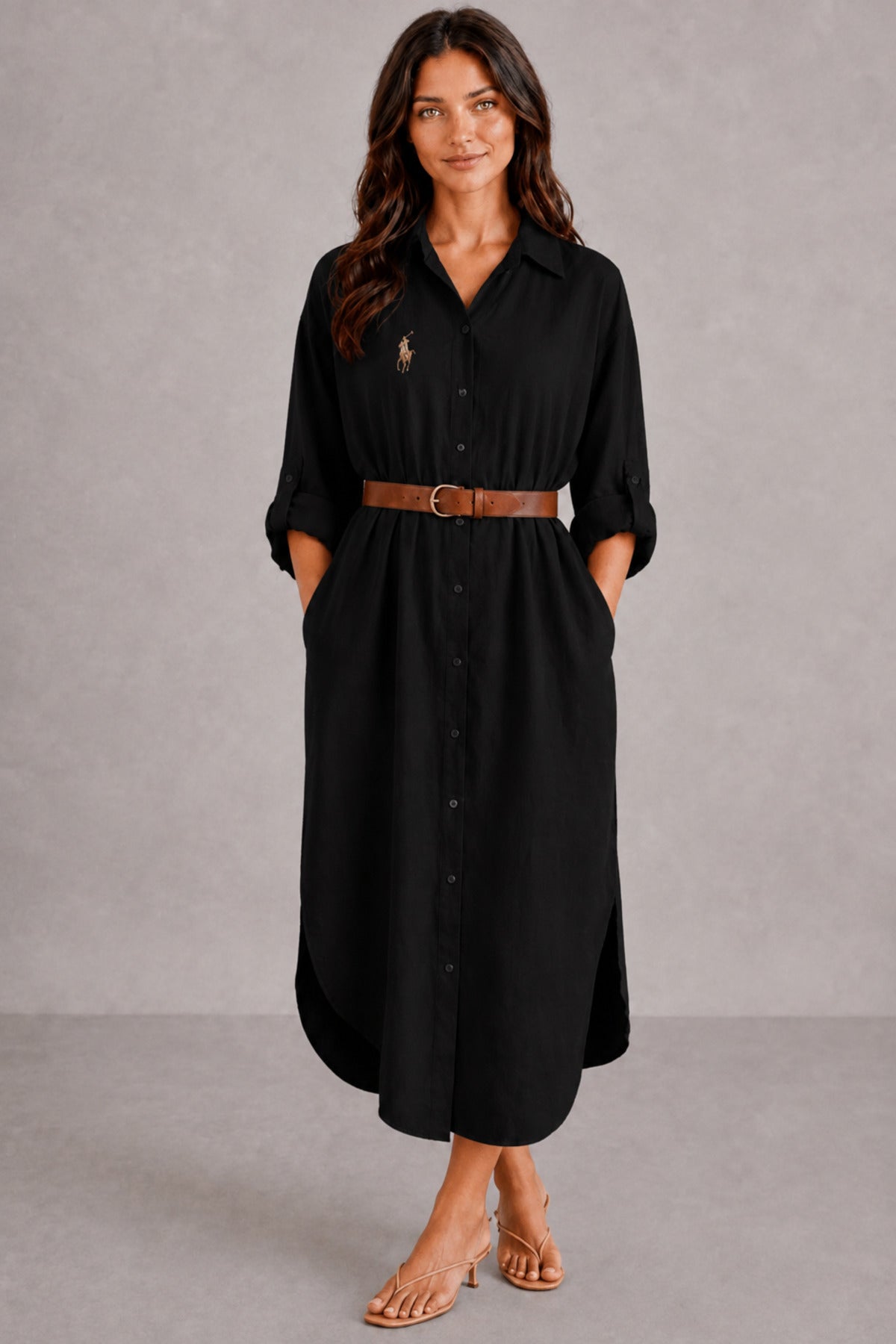 Hazel Women's Oversized Muslin Shirt Dress - Black