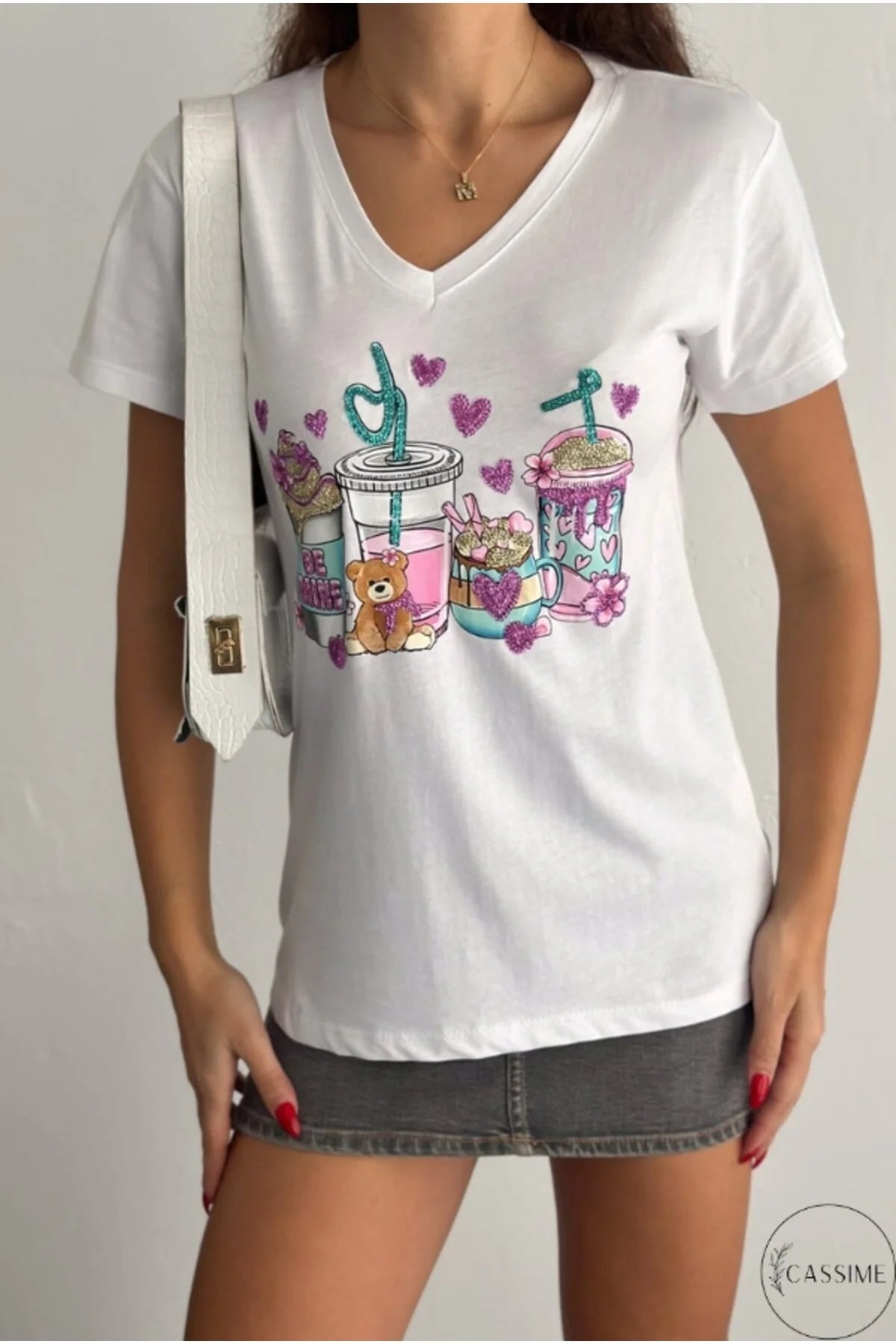 Camiseta de algodón Tilda White Bear con diseño floral