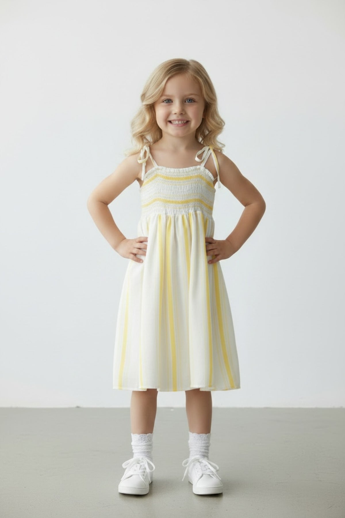 Darcy Girls' Striped Strappy Dress - Yellow Stripe - product image 5
