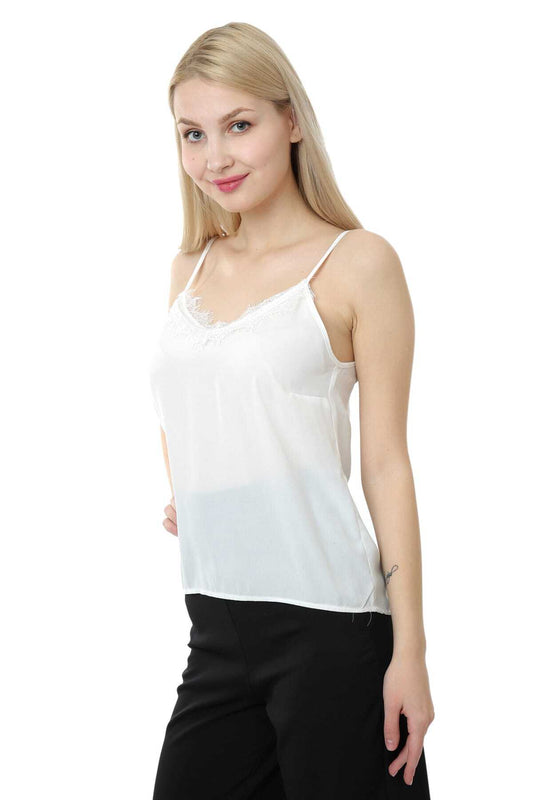 Hadley Women's Lace Spaghetti Strap Strappy Camisole - White - product image 1