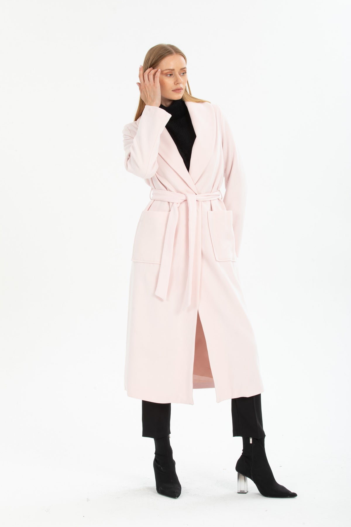 Larissa Women's Belted Shawl Collar Coat - Pink - product image 5