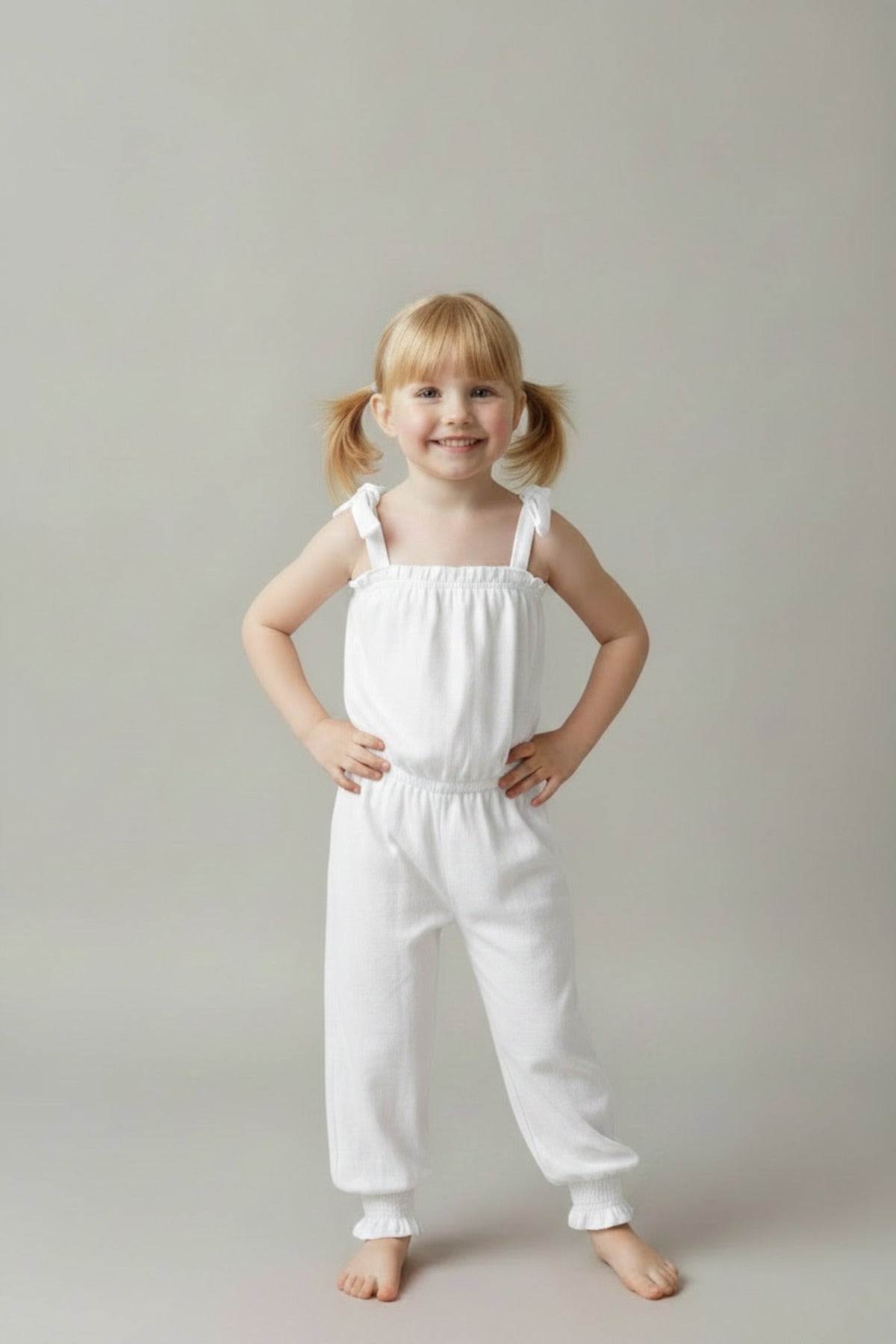 Cherie Girls' Strappy Jumpsuit - White - product image 3