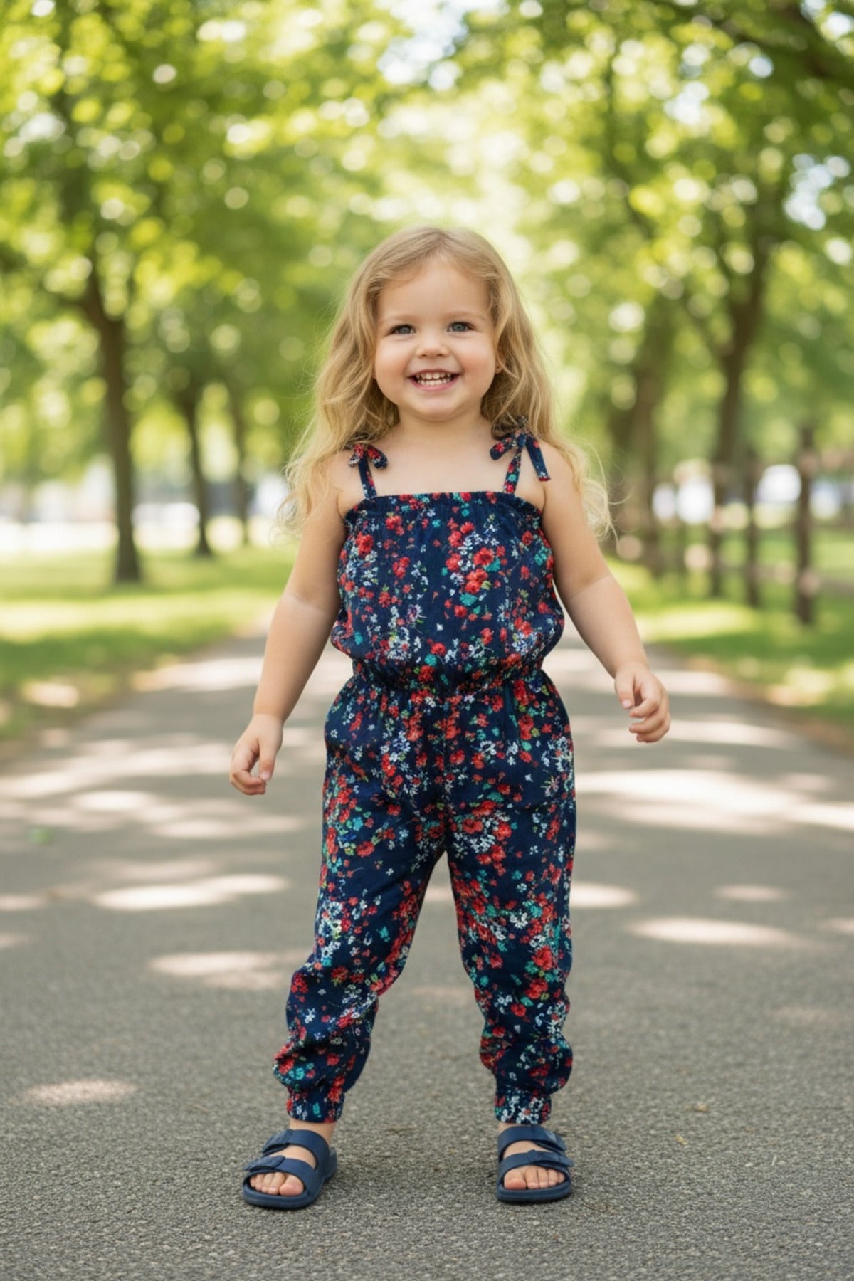 Cherie Girls' Jumpsuit - Navy Print - product image 1