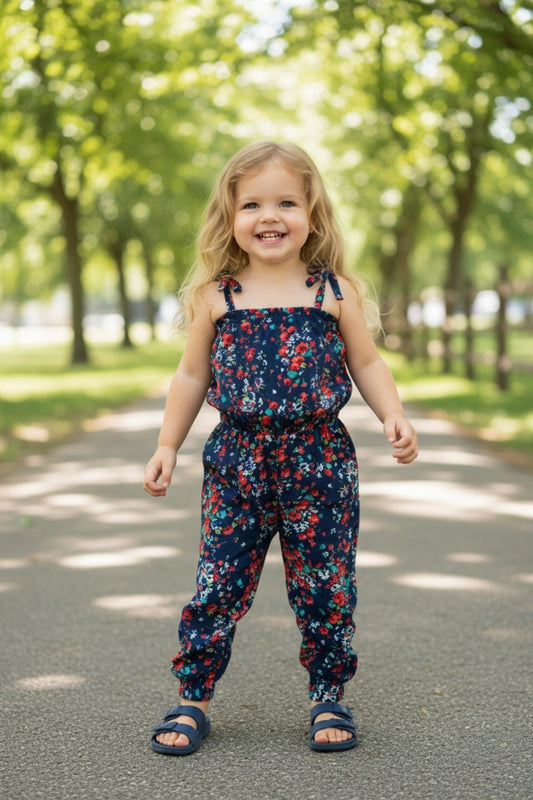 Cherie Girls' Jumpsuit - Navy Print - product image 1