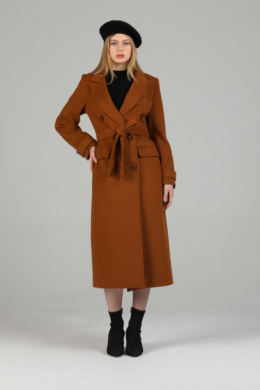 Belinda Women's Button Front Lined Coat - Cognac - product image 1