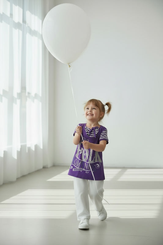 Adelia Girls' Striped Strappy T-Shirt - Purple White Stripe - product image 1