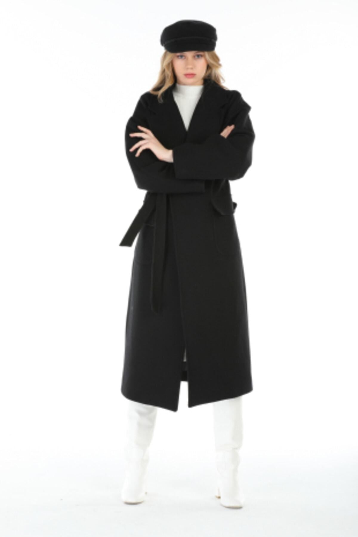 Anabel Women's Notched Collar Coat - Black - product image 1