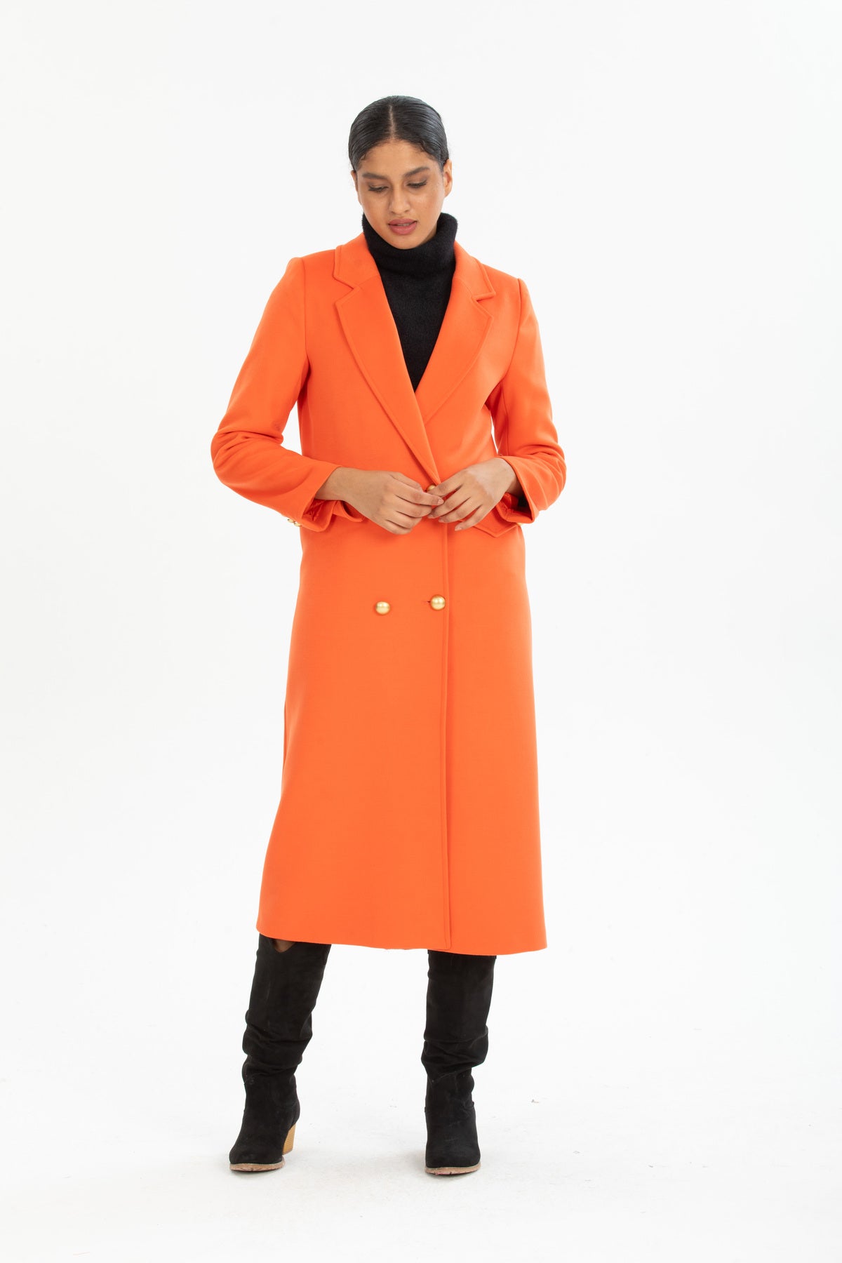 Ariadne Women's Long Lined Coat - Orange - product image 8