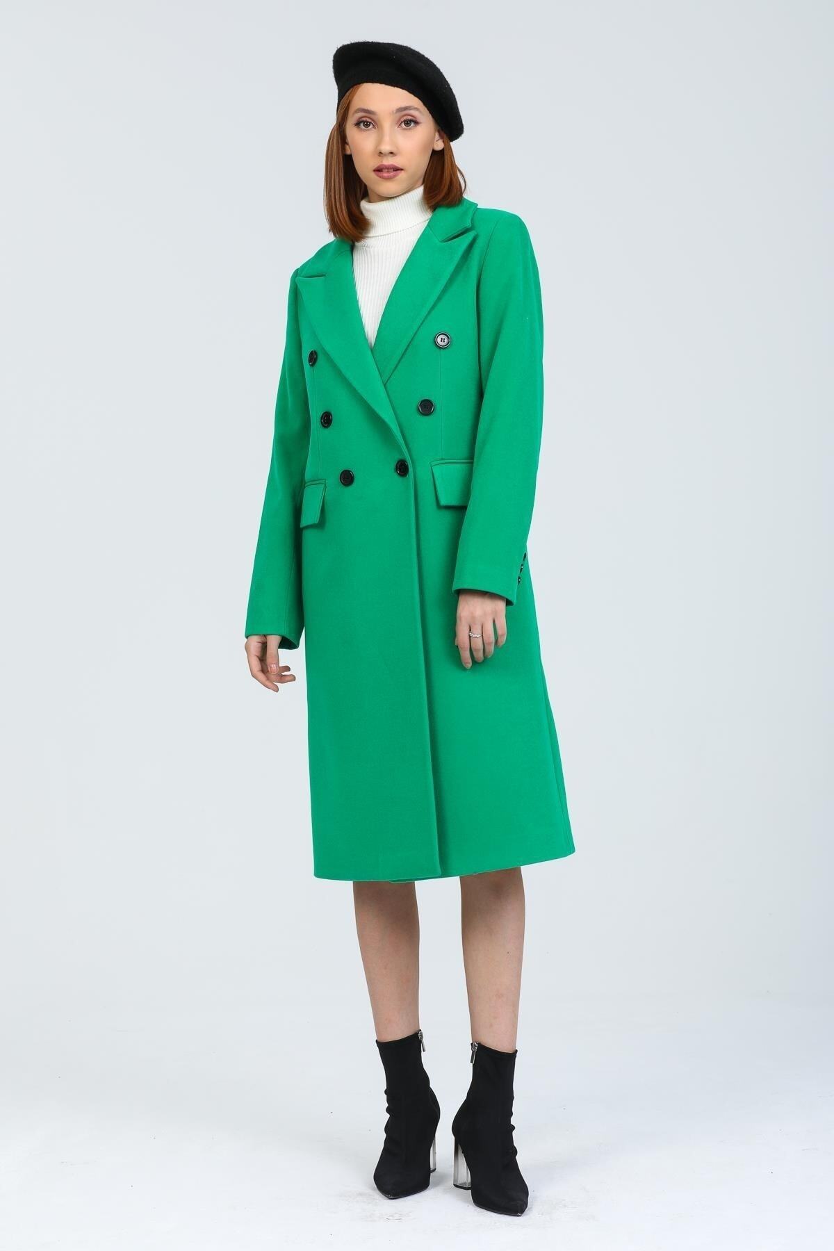 Andie Women's Button Front Lined Coat - Grass Green - product image 1
