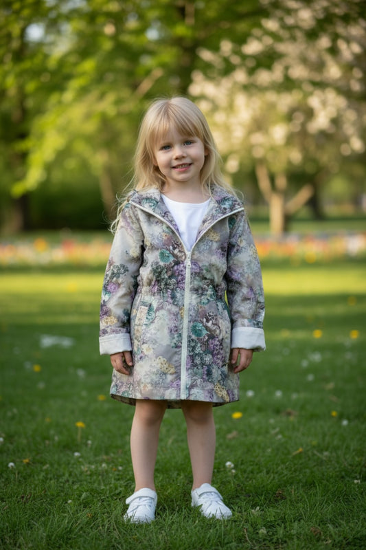 Aria Girls' Floral Rain Jacket - Green Floral - product image 1