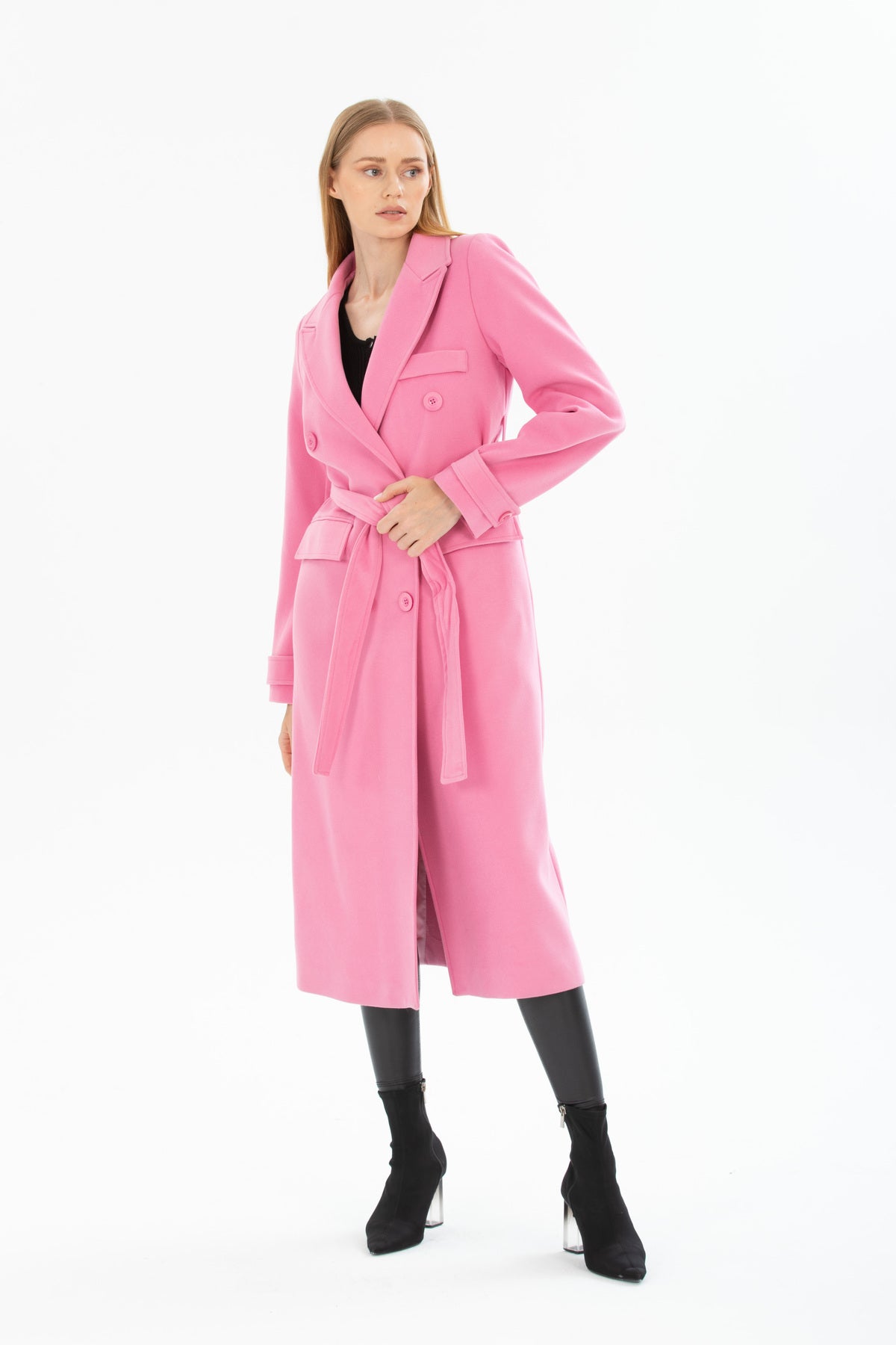 Belinda Women's Button Front Coat - Hot Pink - product image 3