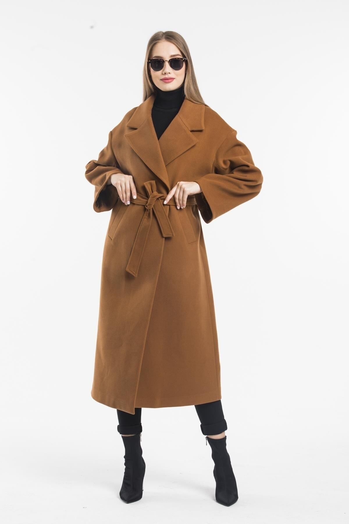Aurora Women's Belted Oversized Coat - Cognac - product image 1