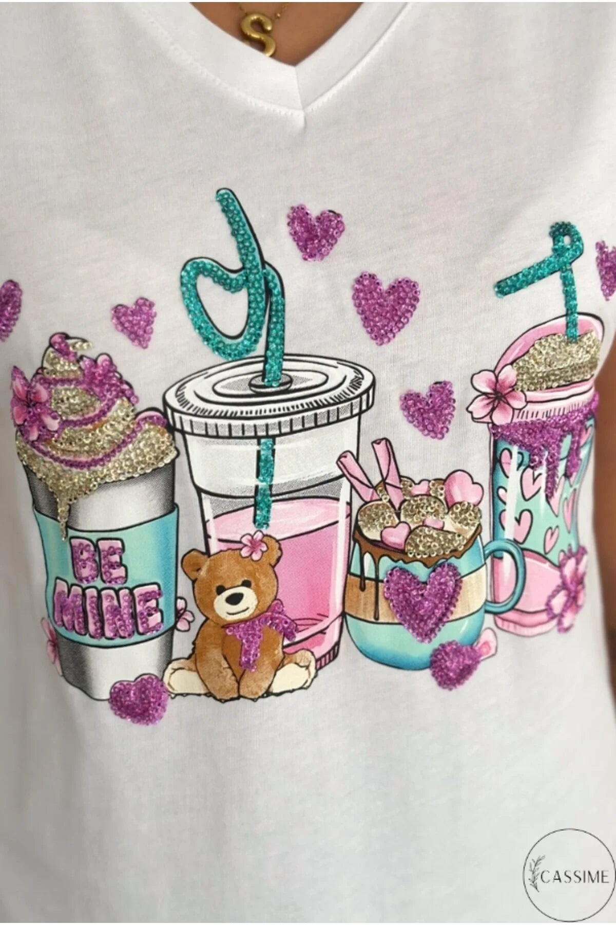Camiseta de algodón Tilda White Bear con diseño floral
