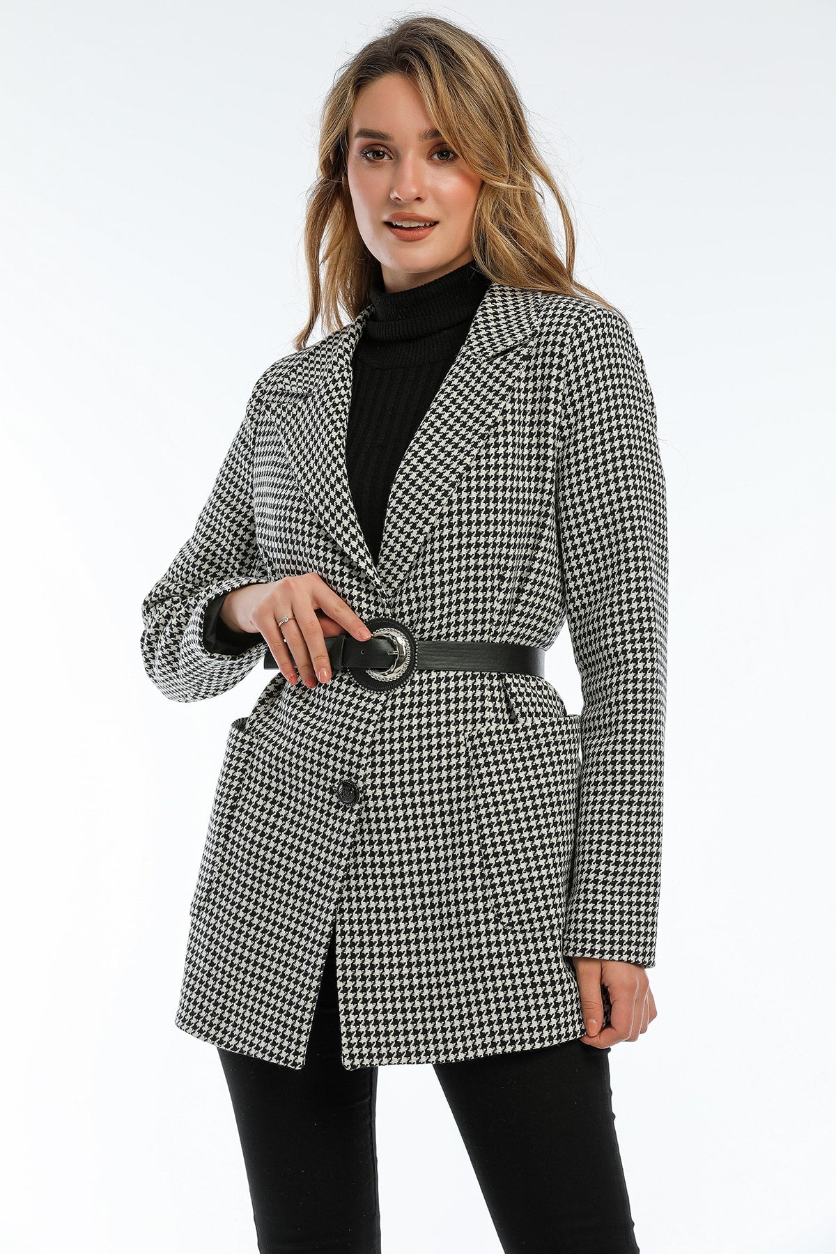 Catalina Women's Houndstooth Blazer - Black White Houndstooth - product image 1