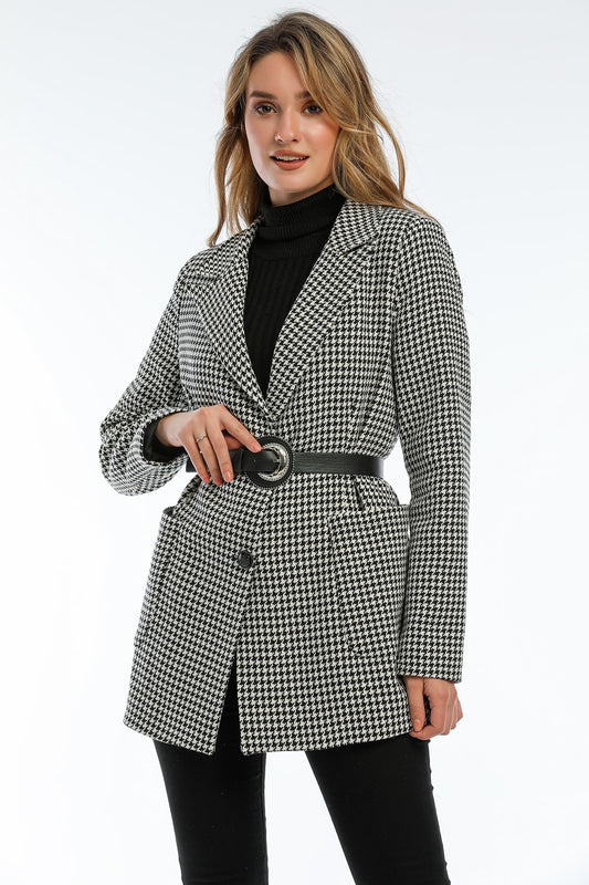 Catalina Women's Houndstooth Blazer - Black White Houndstooth - product image 1