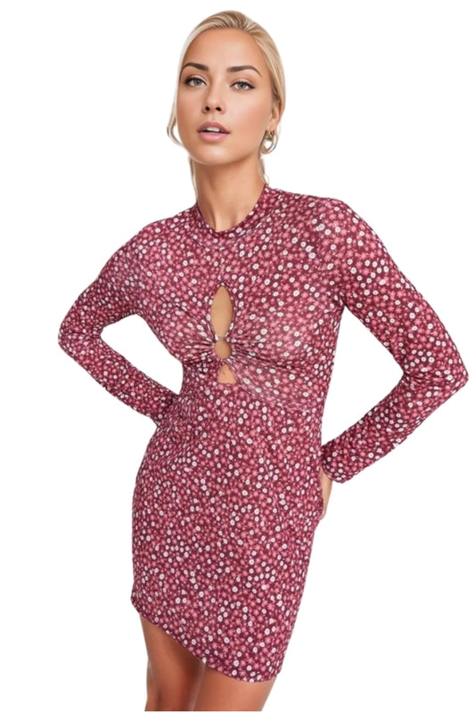 Naomi Women's Floral Knit Mini Dress - Plum