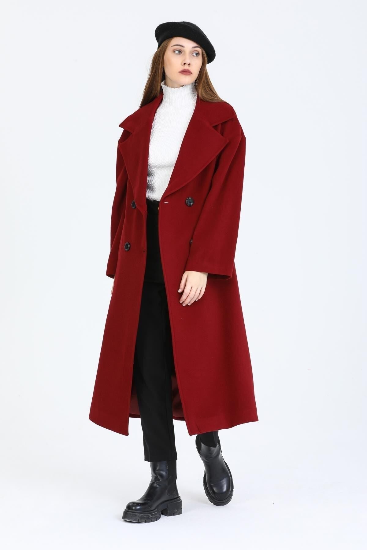 Aurelia Women's Oversized Coat - Burgundy - product image 6