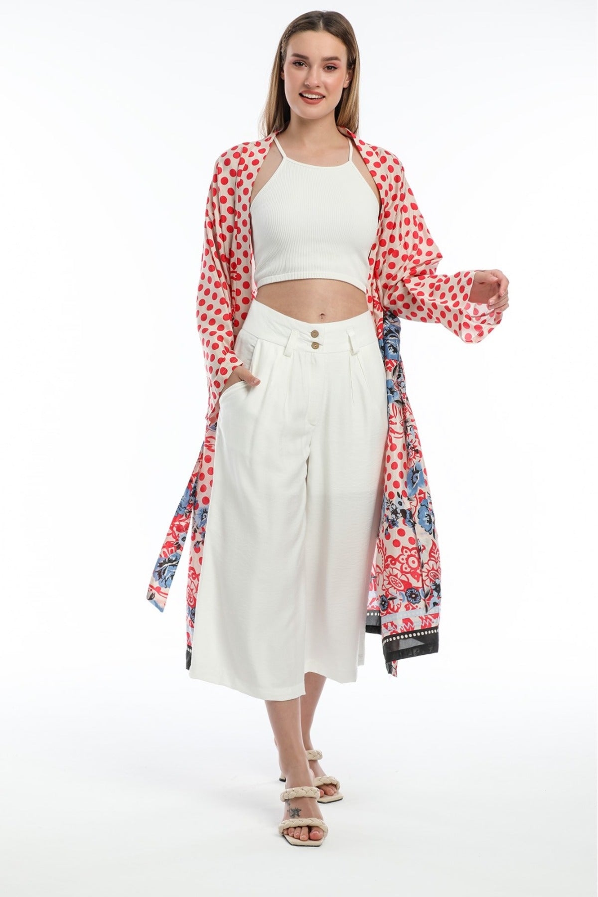 Adele Women's Polka Dot Kimono - Poppy Red Polka Dot - product image 1