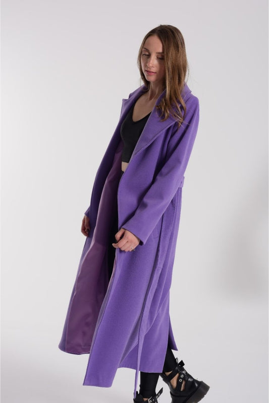 Athena Women's Belted Notched Collar Coat - Shimmer Lilac - product image 1