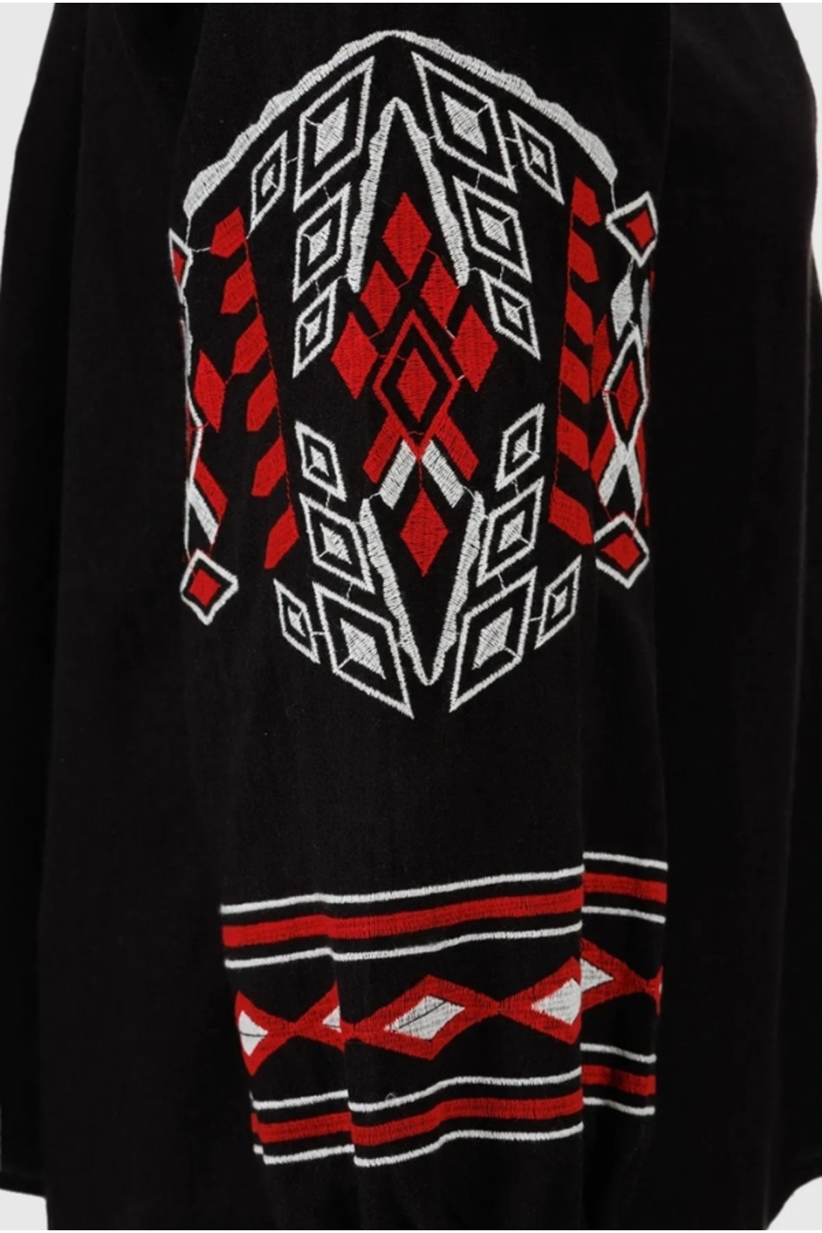 Winifred Women's Cotton-Linen Blend Vintage Inspired Embroidered Blouse - Black