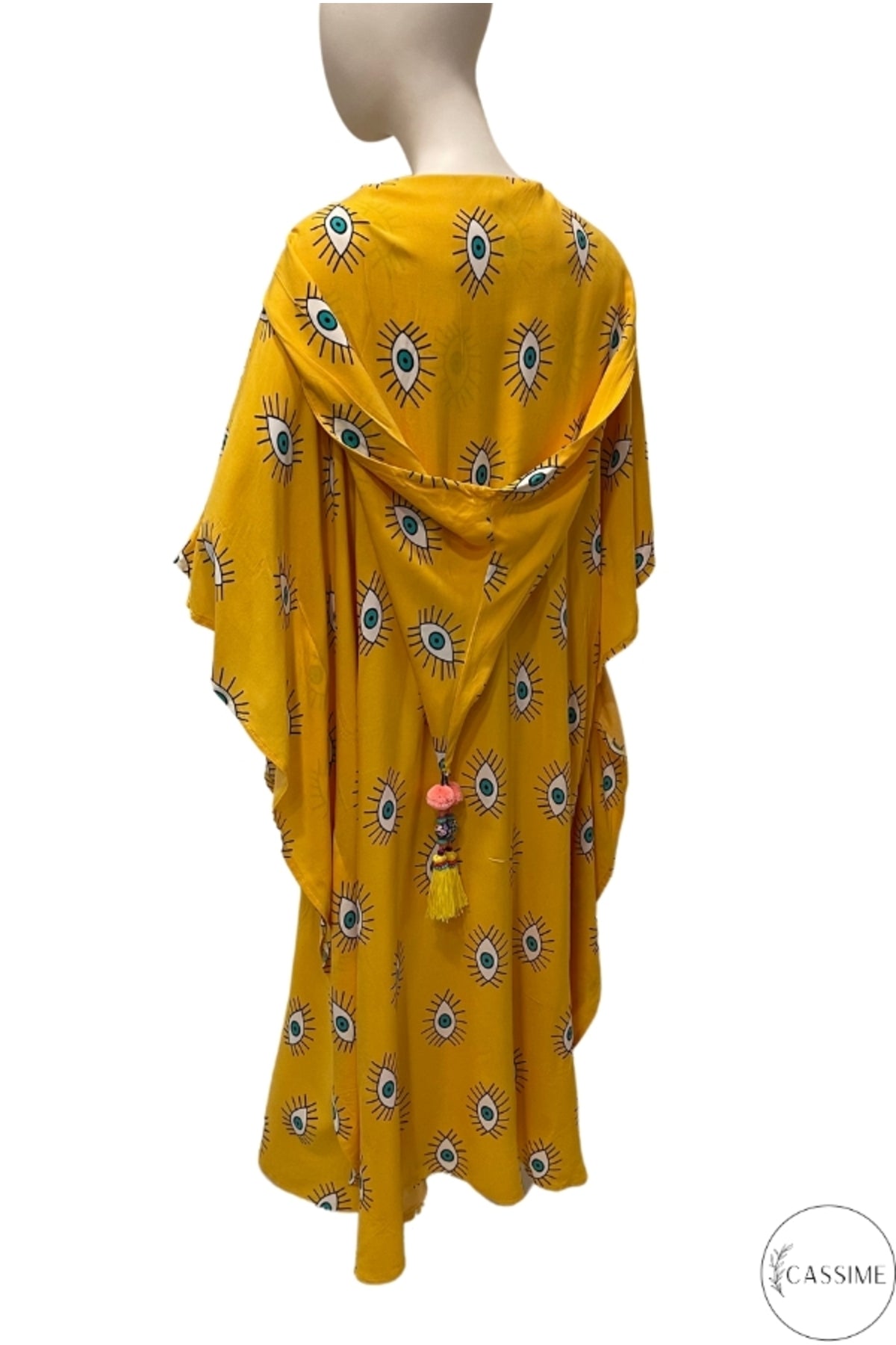 Isabel Women's Evil Eye Hooded Kaftan Dress - Dark Yellow