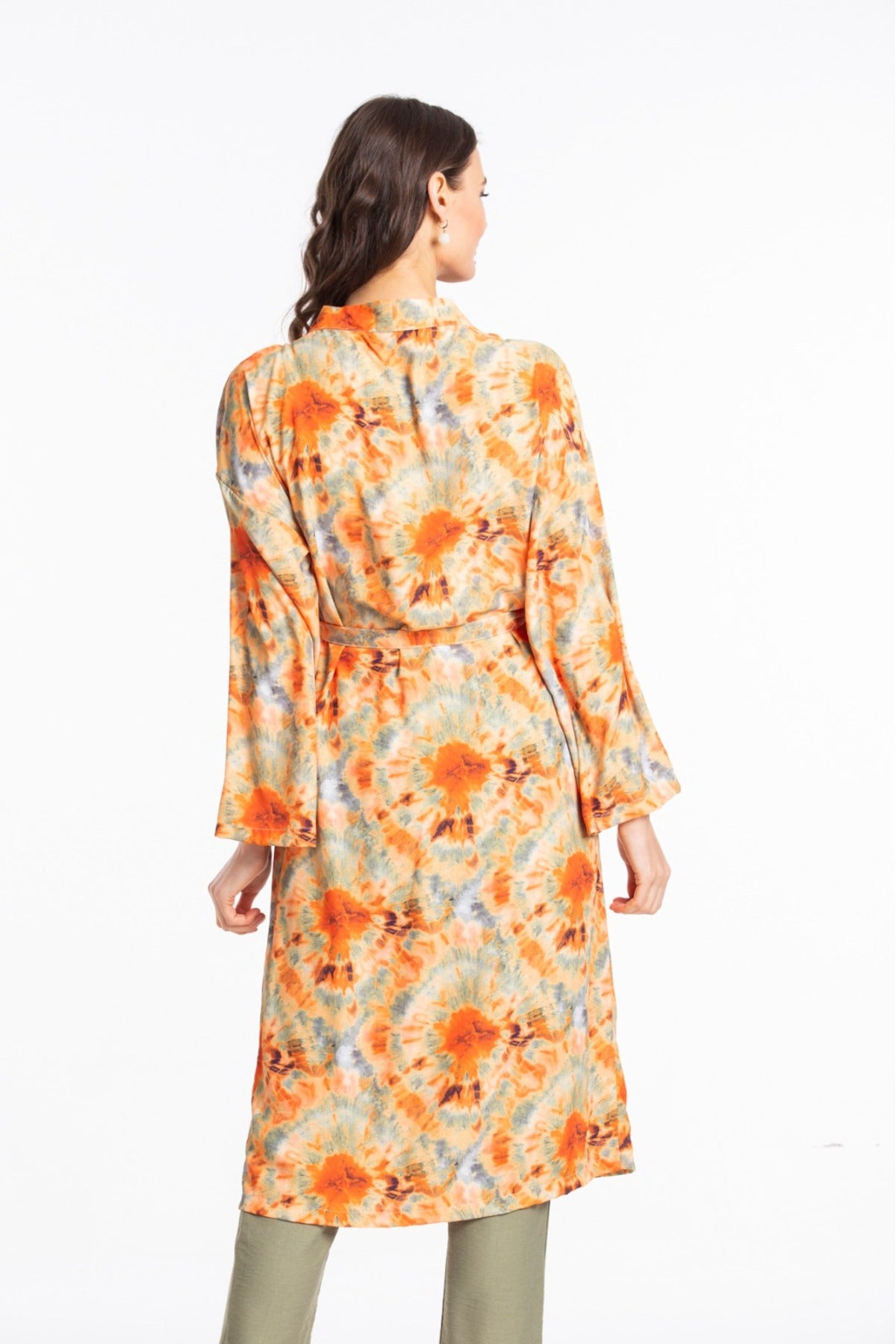 Adele Women's Kimono - Orange Green Multicolor Print - product image 6