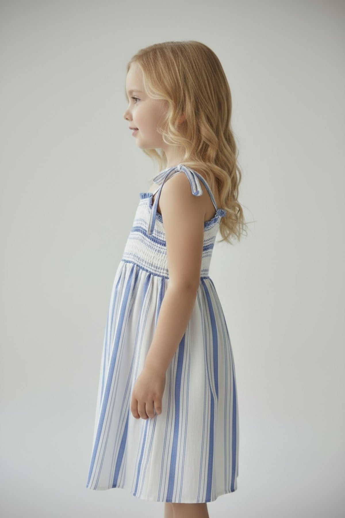 Darcy Girls' Striped Strappy Dress - Blue Stripe - product image 4