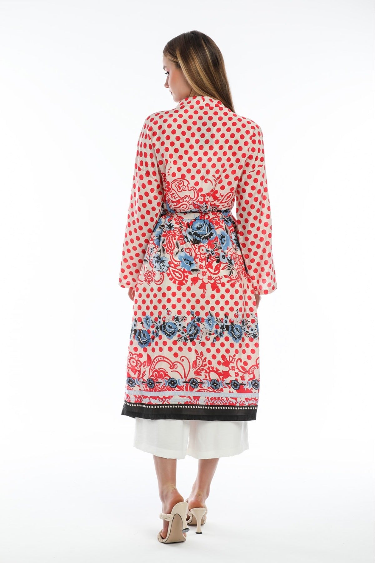 Adele Women's Polka Dot Kimono - Poppy Red Polka Dot - product image 3