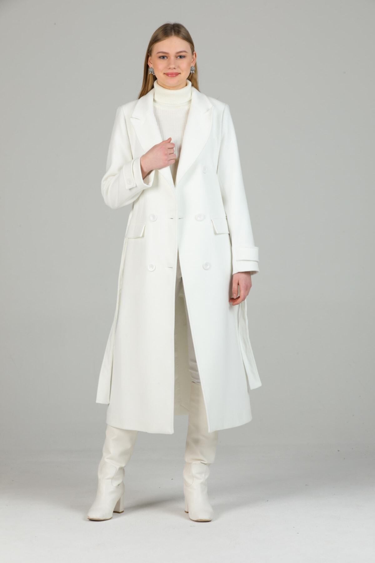 Belinda Women's Button Front Coat - White - product image 4