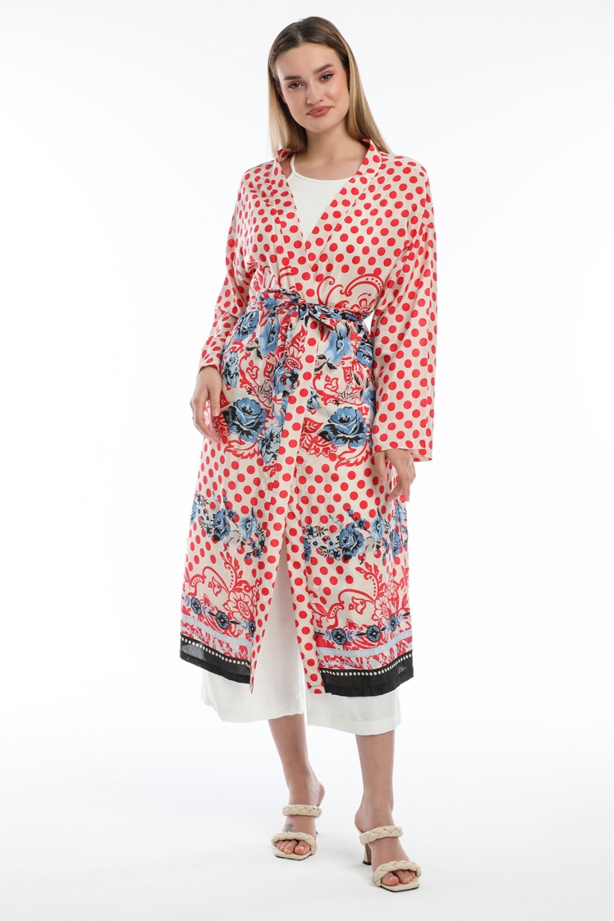 Adele Women's Polka Dot Kimono - Poppy Red Polka Dot - product image 2