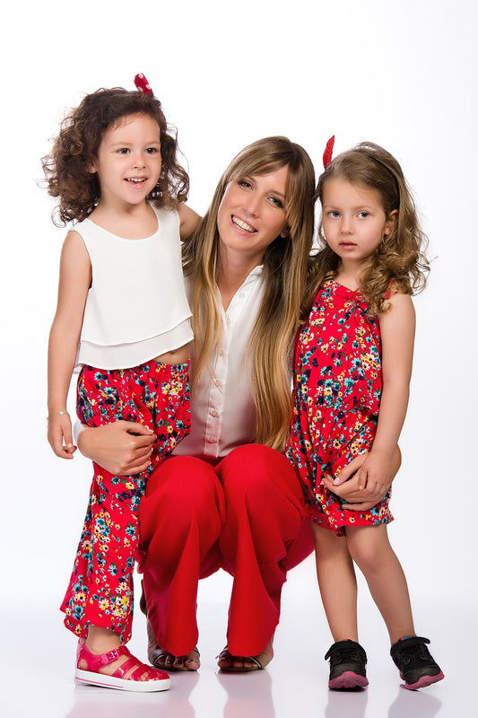Amanda Girls' Floral Pants - Red Print - product image 1