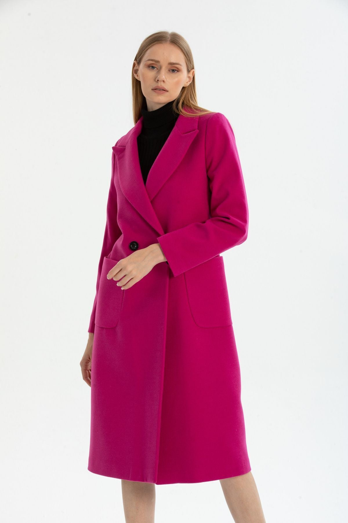 Annalise Women's Button Front Lined Coat - Fuchsia - product image 3