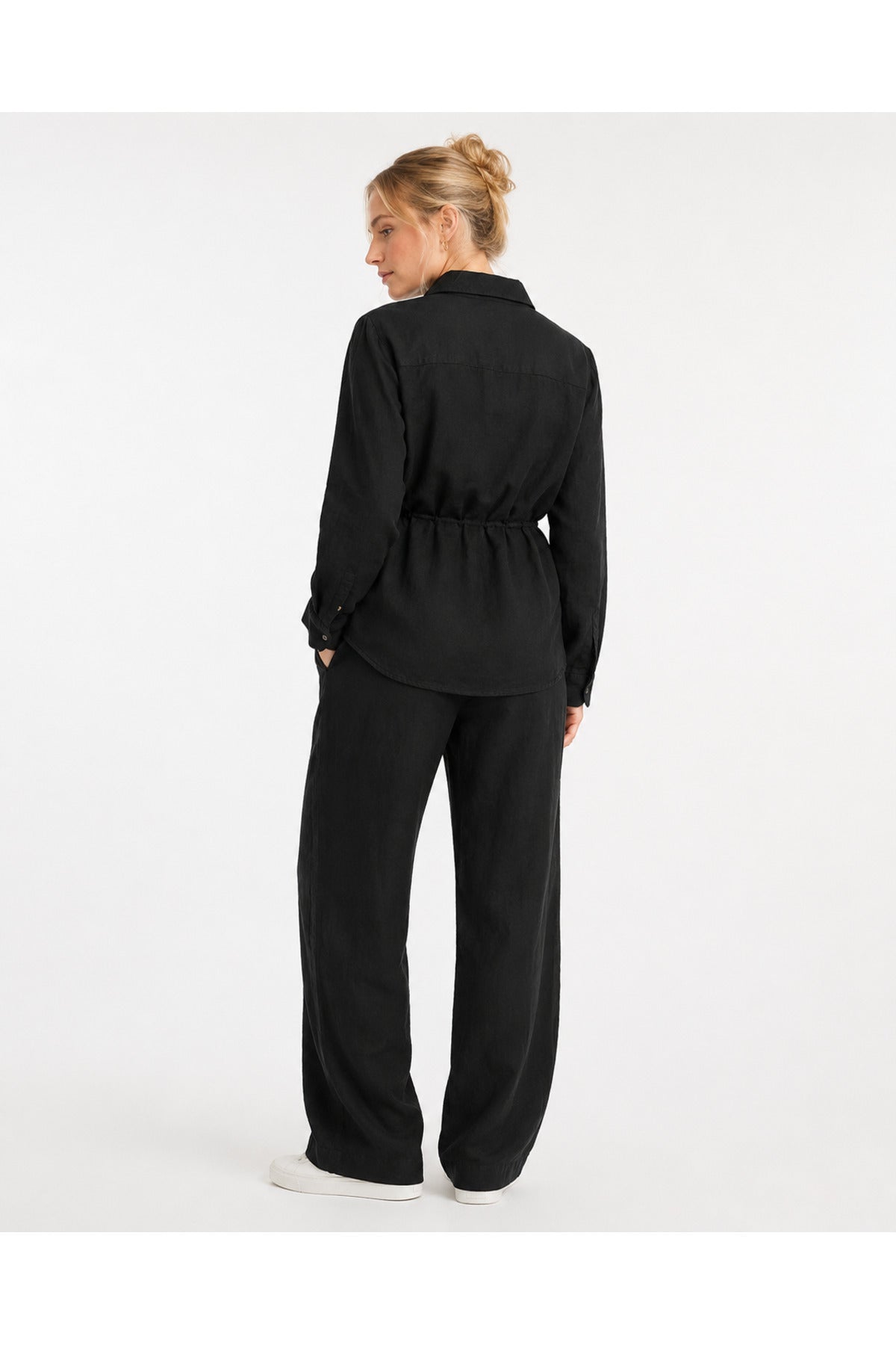 Grace Women's Oversized Muslin Shirt and Pants Set - Black