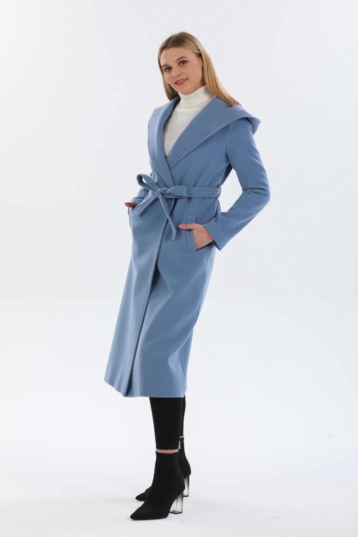 Carissa Women's Hooded Belted Coat - Indigo - product image 2