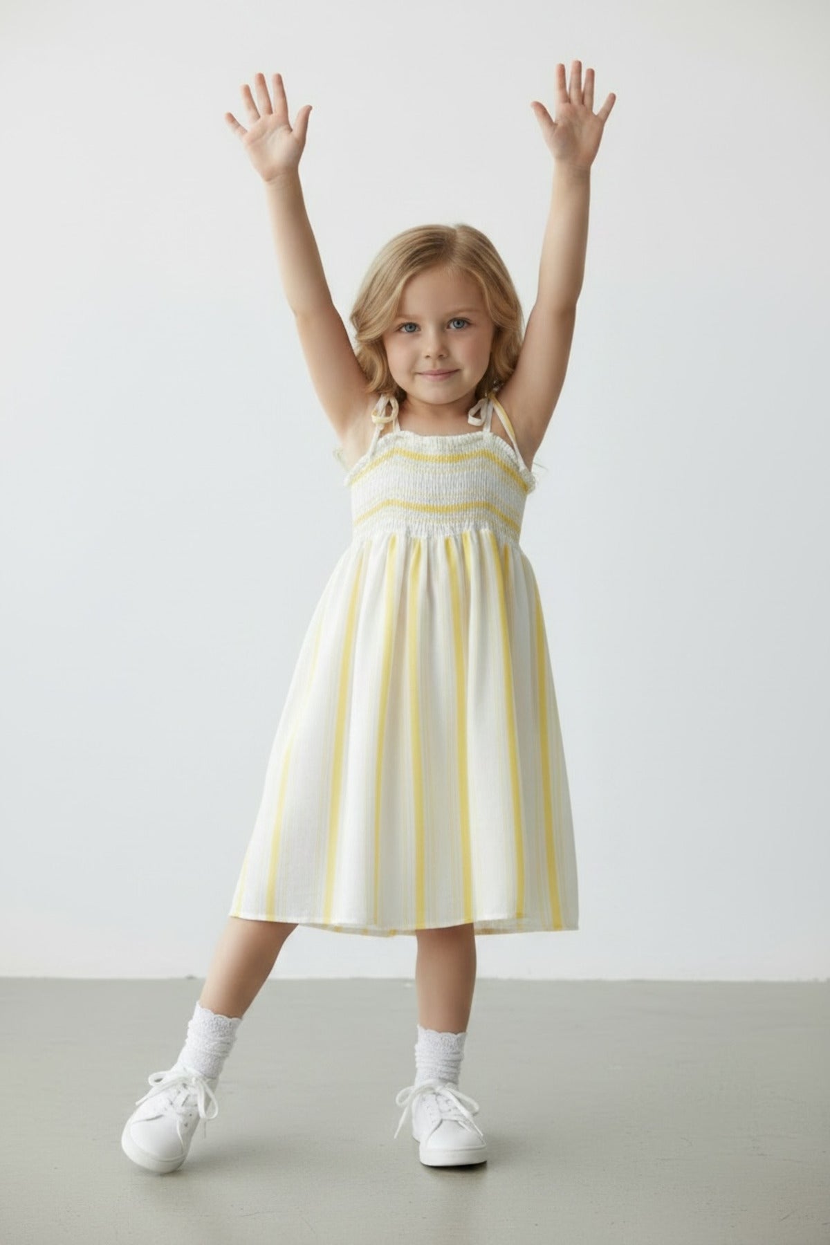 Darcy Girls' Striped Strappy Dress - Yellow Stripe - product image 1
