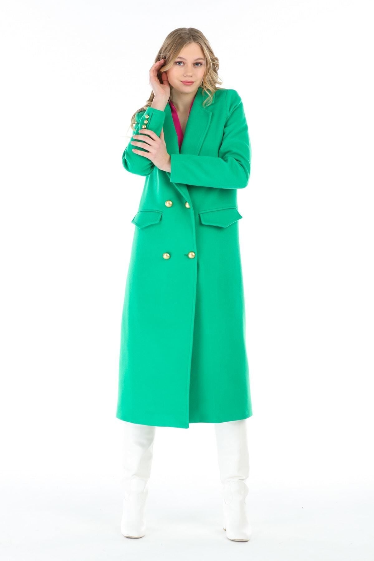 Ariadne Women's Button Front Coat - Grass Green - product image 2