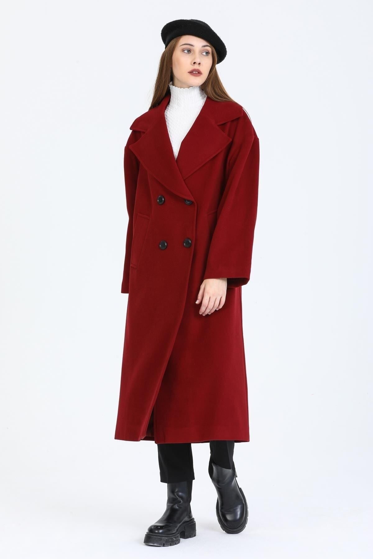 Aurelia Women's Oversized Coat - Burgundy - product image 2