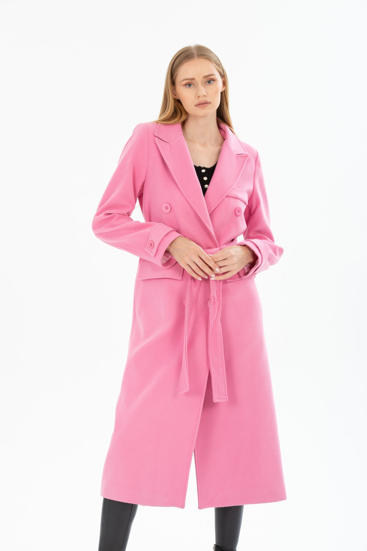 Belinda Women's Button Front Coat - Hot Pink - product image 2