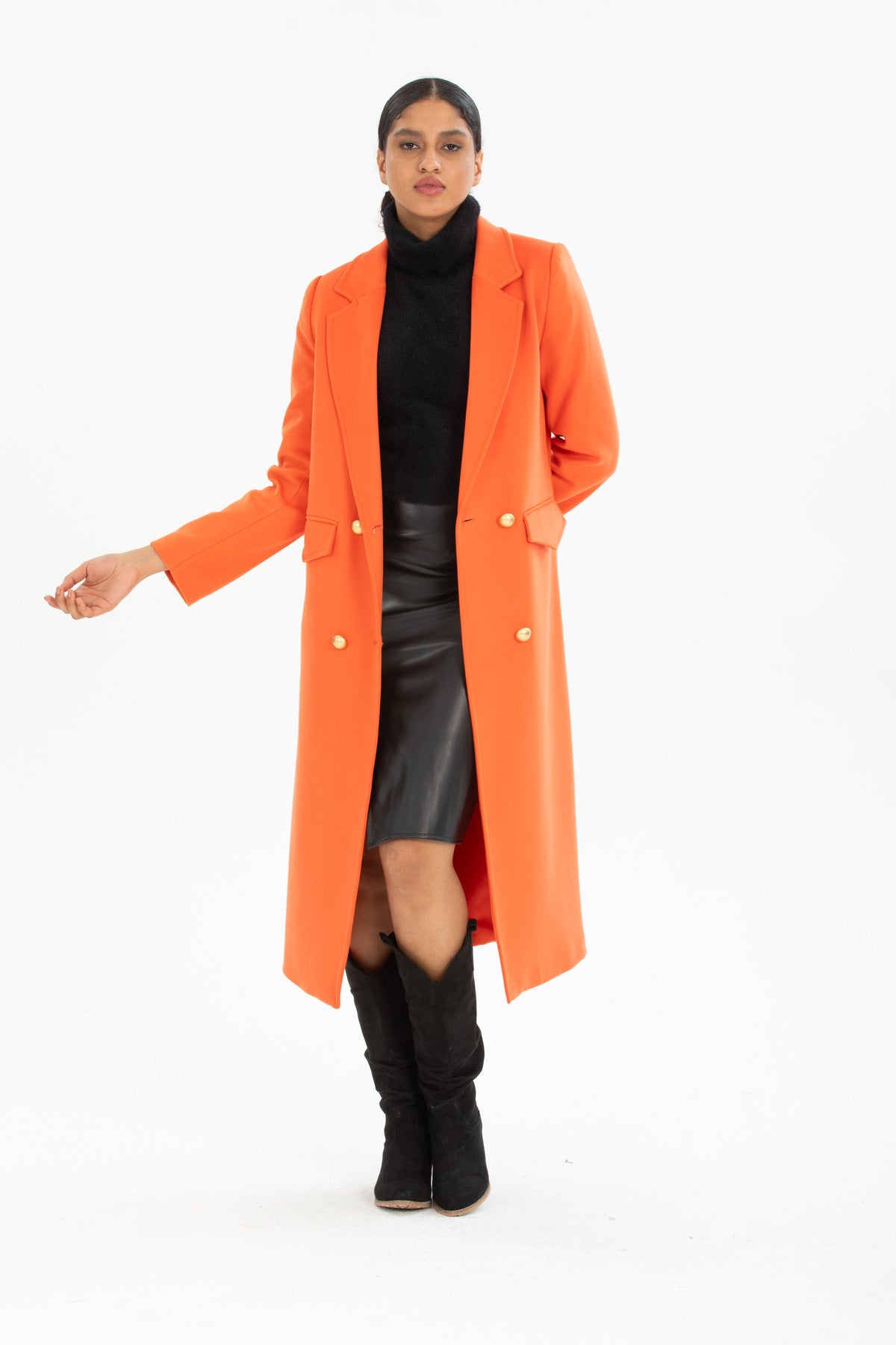 Ariadne Women's Long Lined Coat - Orange - product image 1