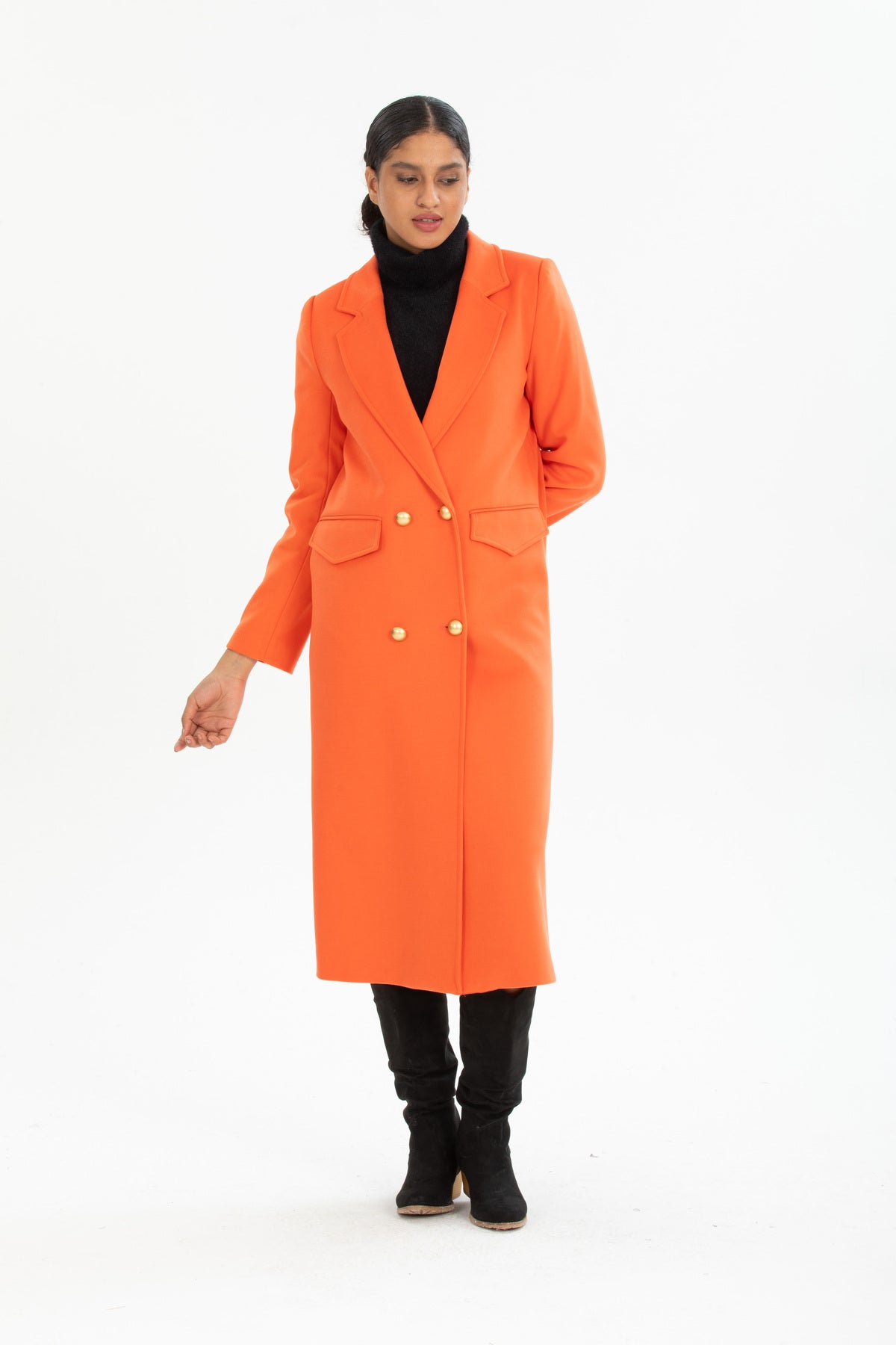 Ariadne Women's Long Lined Coat - Orange - product image 5