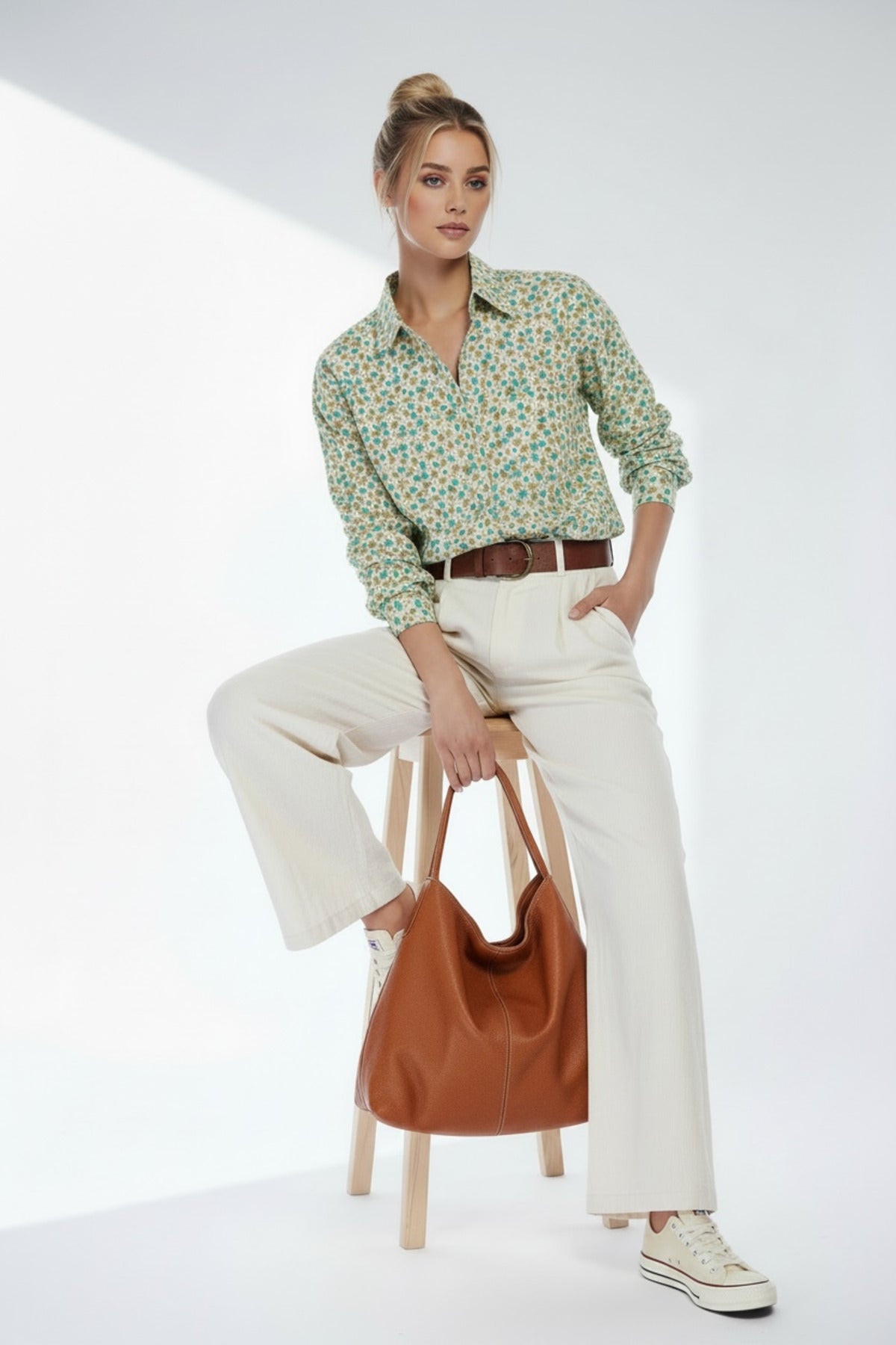 Jillian Women's Floral Shirt - Green Floral - product image 1