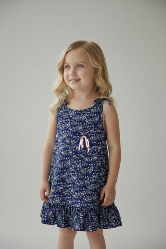 Cosette Girls' Floral Dress - Navy Print - product image 1