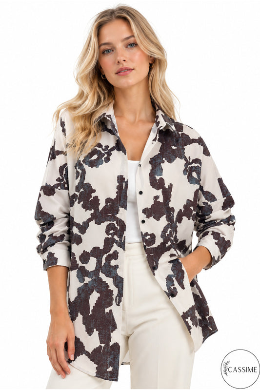 Melissa Women's Oversized Longline Shirt - Black Print