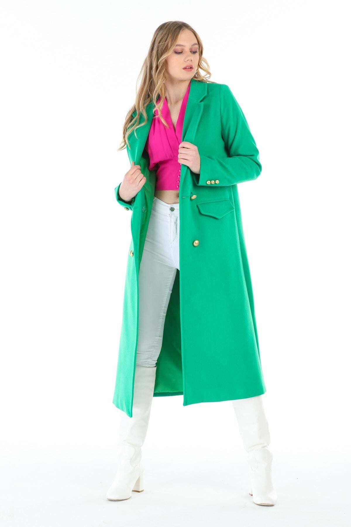 Ariadne Women's Button Front Coat - Grass Green - product image 3