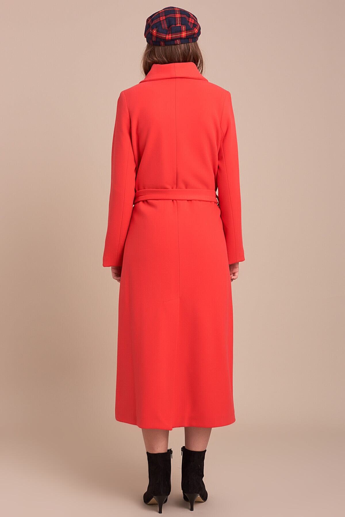 Ingrid Women's Belted Notched Collar Coat - Coral - product image 3
