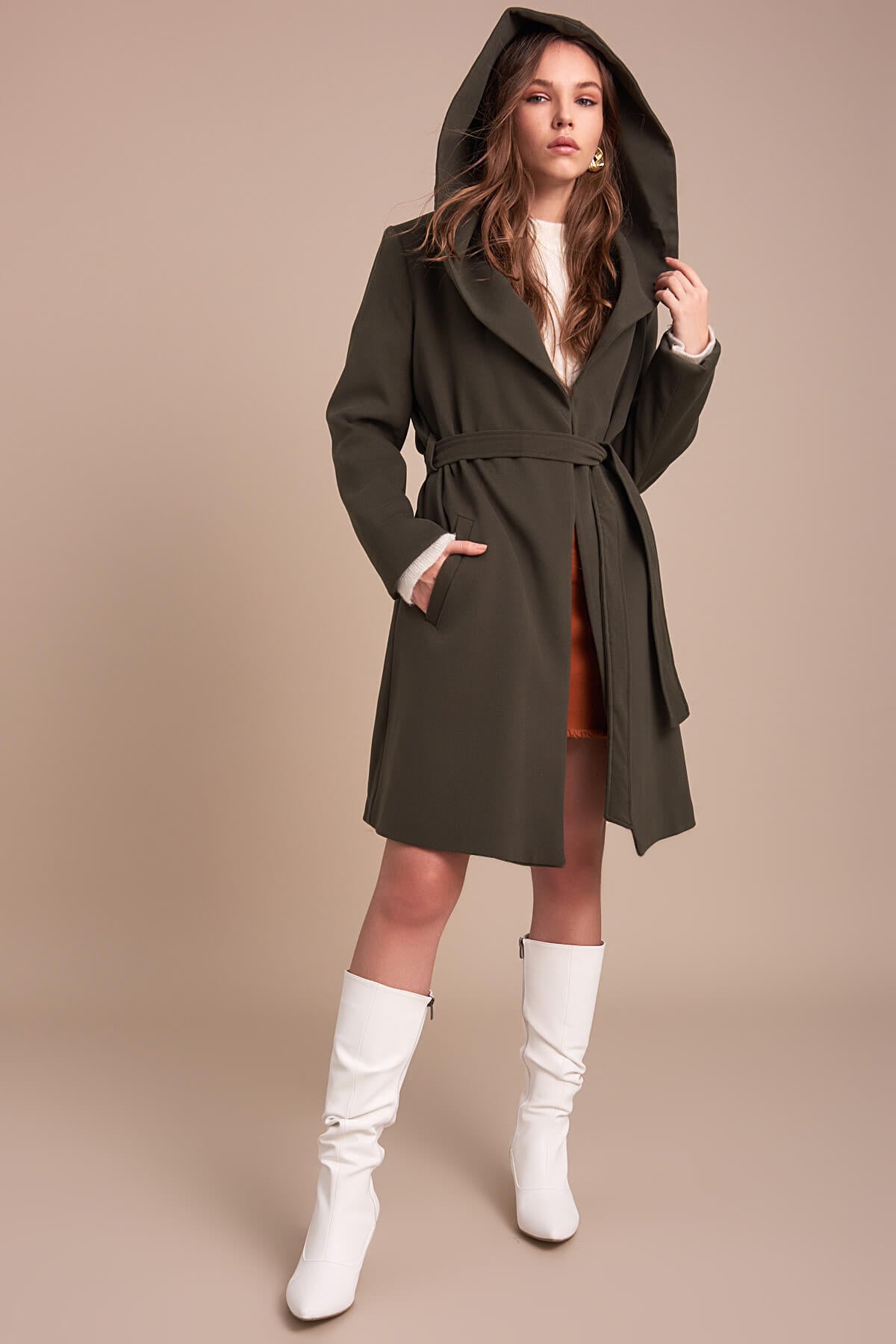 Heather Women's Hooded Coat - Khaki - product image 1