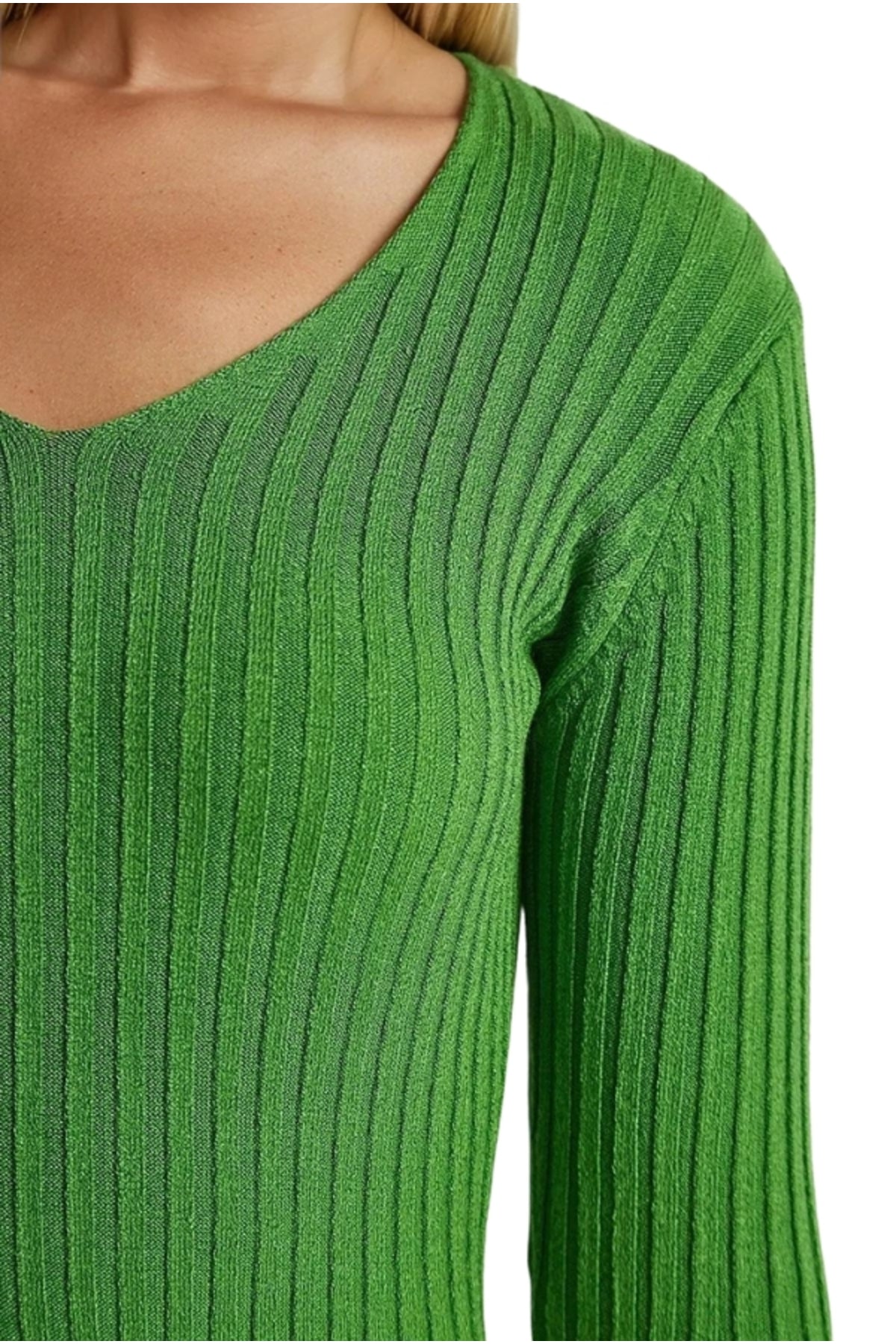 June Women's Slim Fit Long Sleeve Blouse - Light Green
